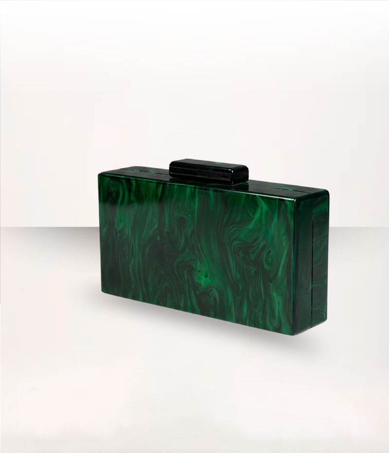 BOLSA CLUTCH ACRÍLICA MARMORIZADA VERDE ESMERALDA