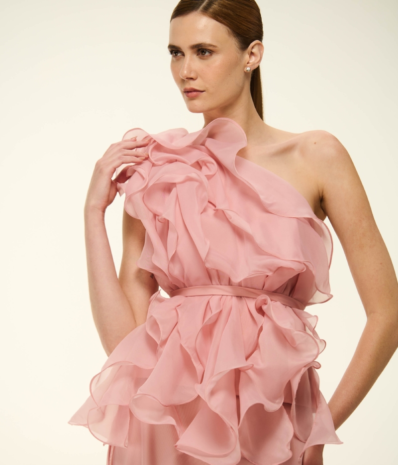 TOP TOMARA QUE CAIA ESCULTURAL EM ORGANZA COM MAXIBABADOS