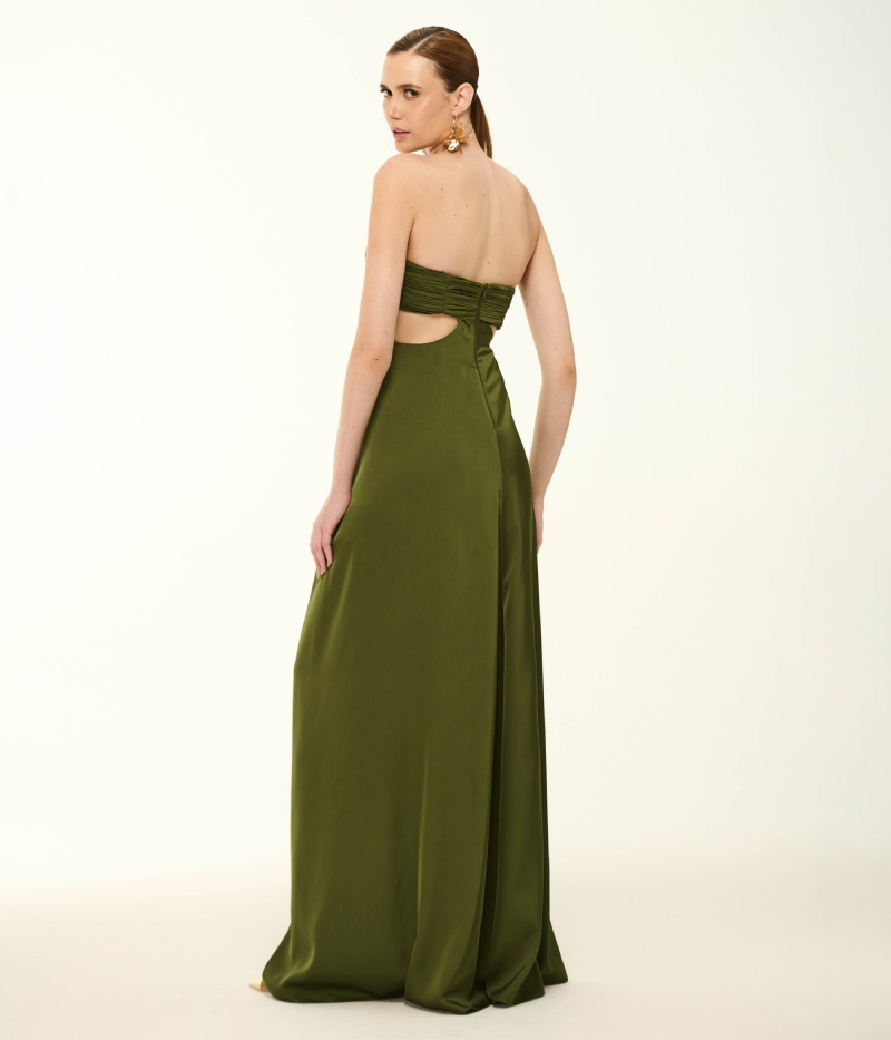 VESTIDO LONGO TOMARA QUE CAIA DRAPEADO EM CETIM