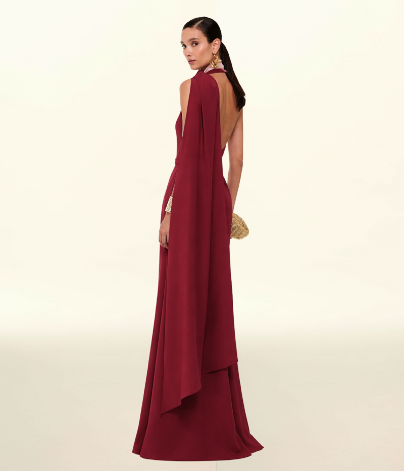 VESTIDO ASSIMÉTRICO EM CREPE COM DRAPE OMBRO ÚNICO