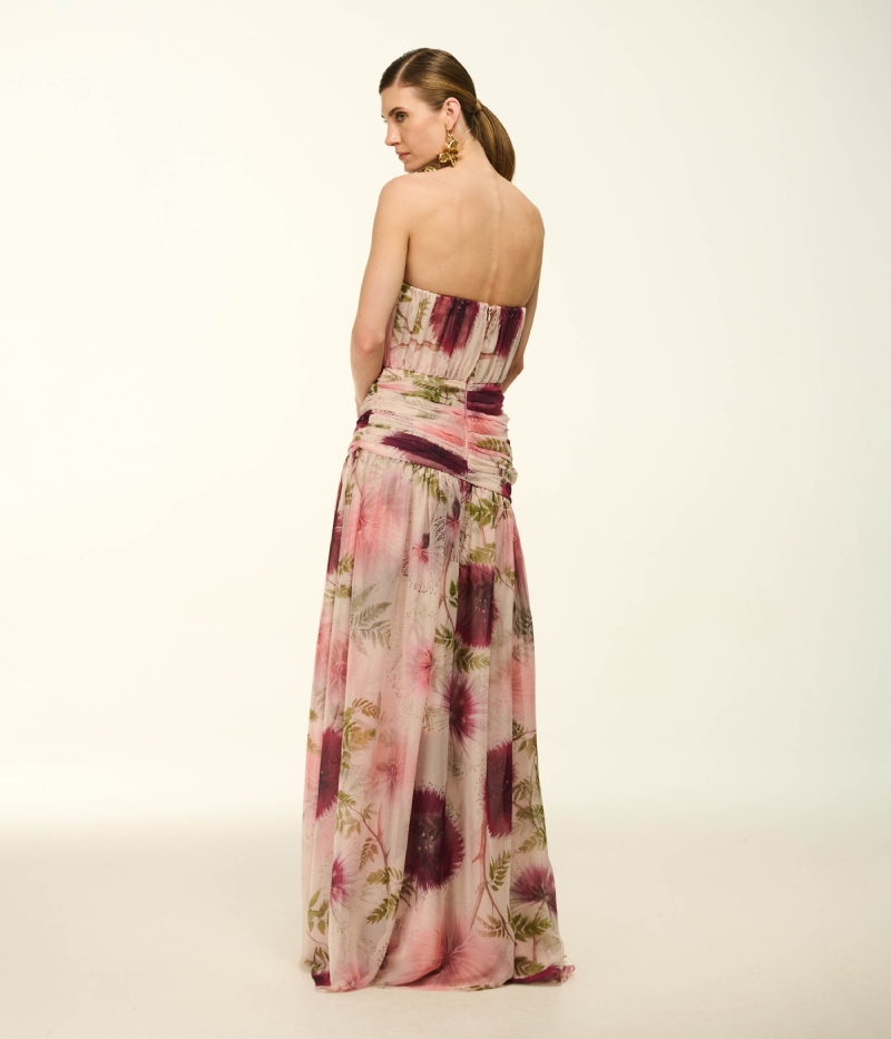 VESTIDO LONGO TOMARA QUE CAIA COM ESTAMPA EXCLUSIVA