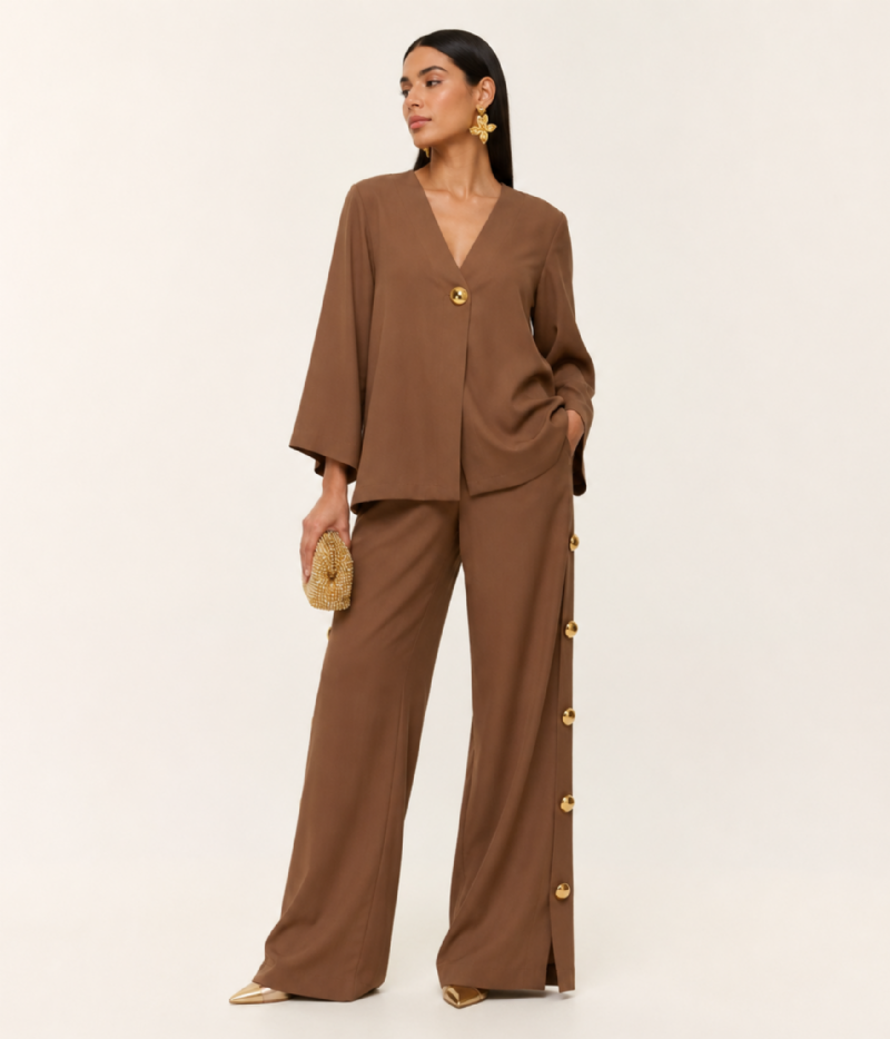 BLUSA EM CREPE COM ABOTOAMENTO ÚNICO FRONTAL