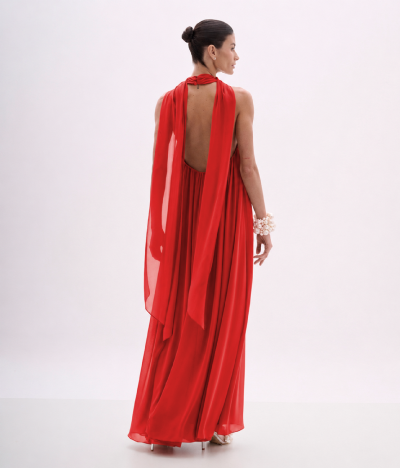VESTIDO FLUIDO DECOTE CREPE MICHELANGELO