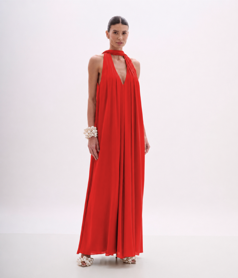 VESTIDO FLUIDO DECOTE CREPE MICHELANGELO
