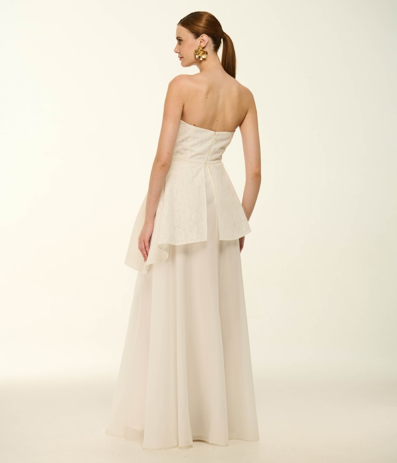 VESTIDO TOMARA QUE CAIA EM RENDA COM SAIA EM ORGANZA