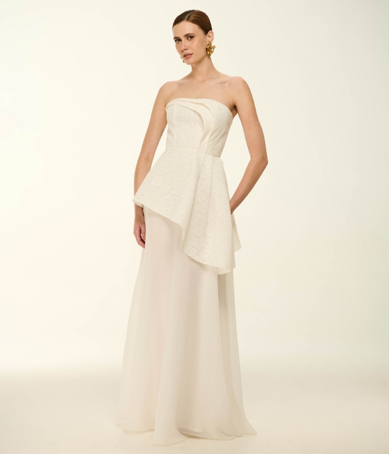 VESTIDO TOMARA QUE CAIA EM RENDA COM SAIA EM ORGANZA
