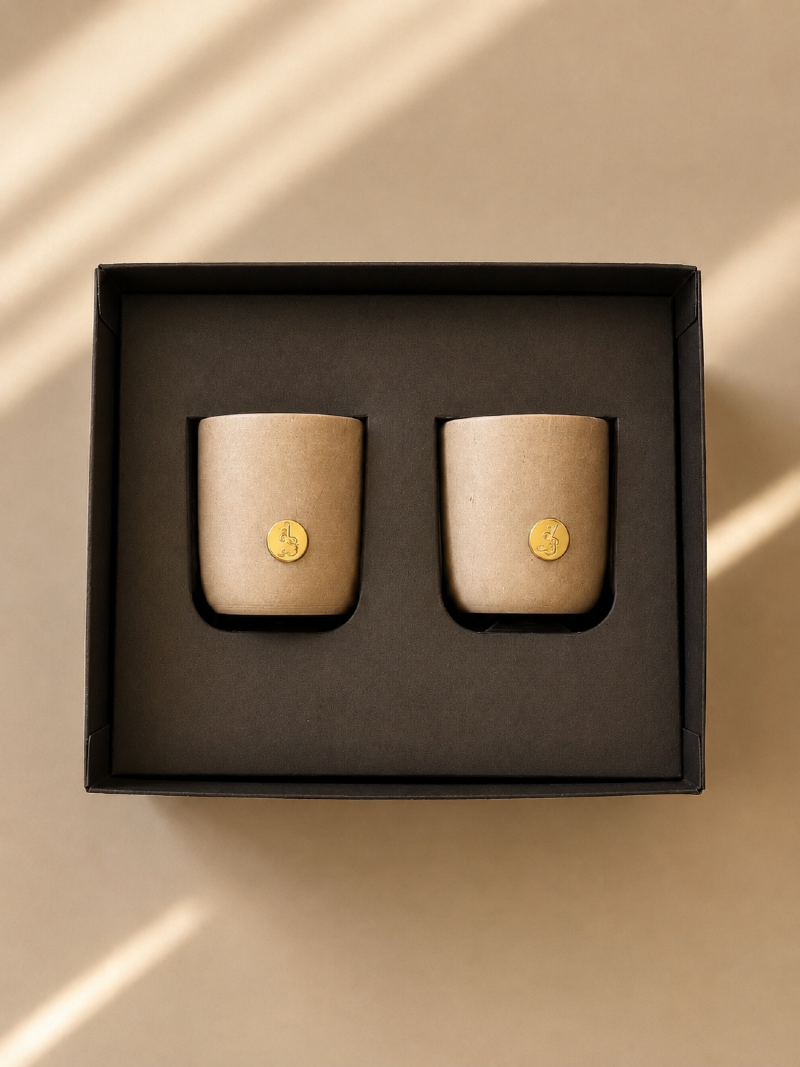 KIT EXCLUSIVO AURUM COM 2 COPINHOS EM PEDRA-SABÃO