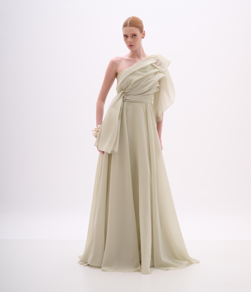 VESTIDO LONGO ORGANZA OMBRO ÚNICO