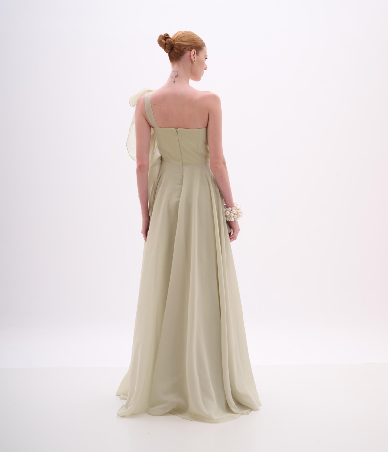 VESTIDO LONGO ORGANZA OMBRO ÚNICO