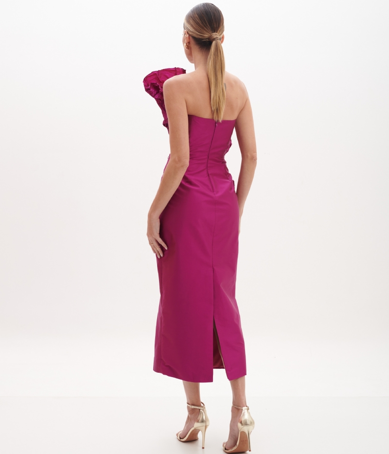 VESTIDO MIDI DETALHE PREGAS BUSTO