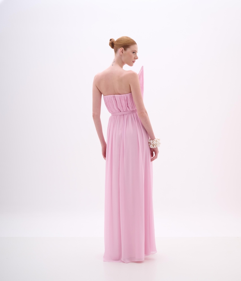 VESTIDO LONGO TRAQUINADO TOMARA QUE CAIA ASSIMÉTRICO