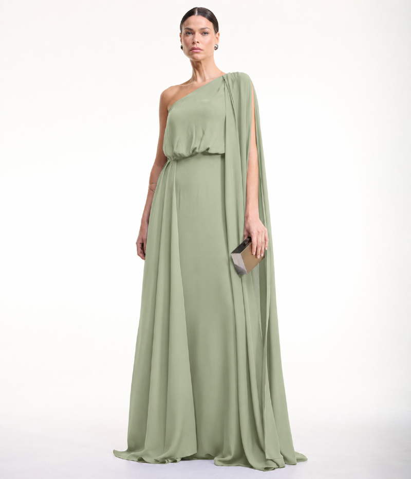 VESTIDO DE FESTA LONGO COM ECHARPE