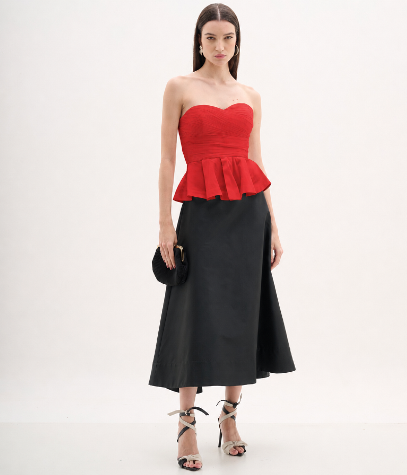 Blusa sem alça drapeada
