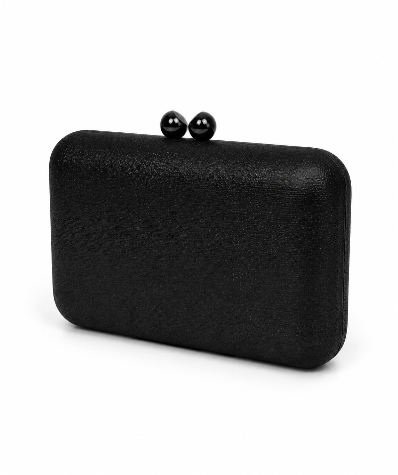 BOLSA CLUTCH PRETA METALIZADA