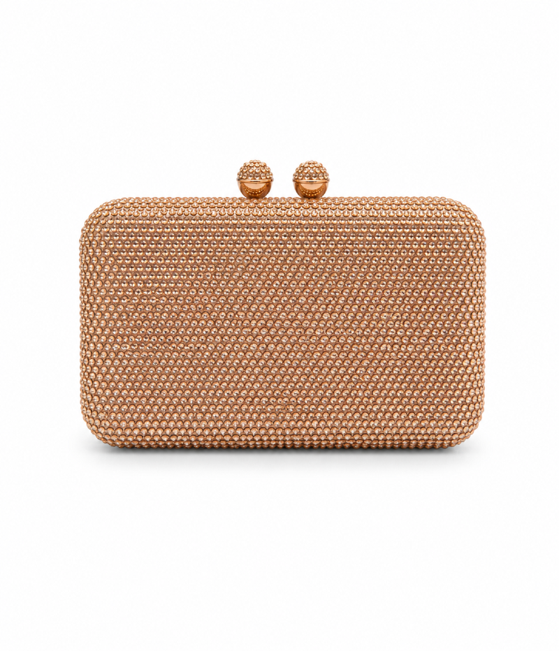 BOLSA CLUTCH EM CRISTAIS ROSE