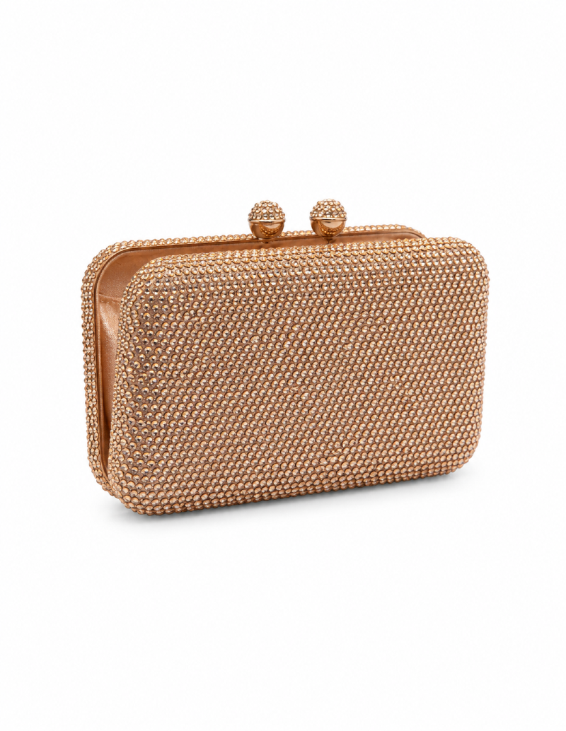 BOLSA CLUTCH EM CRISTAIS ROSE
