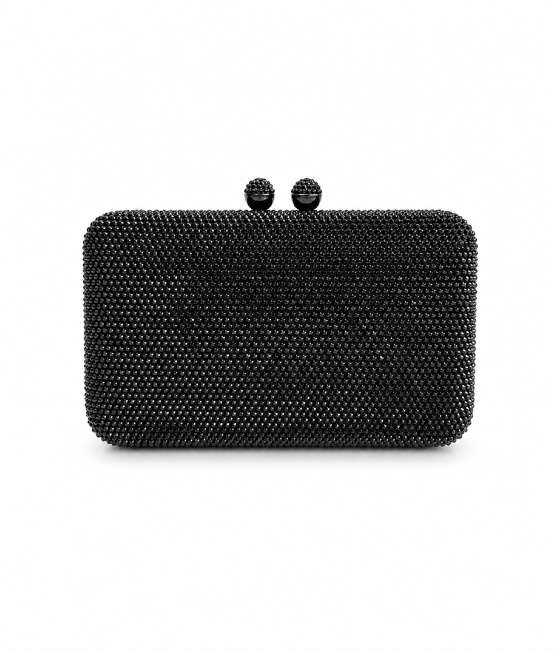 BOLSA CLUTCH EM CRISTAIS PRETA