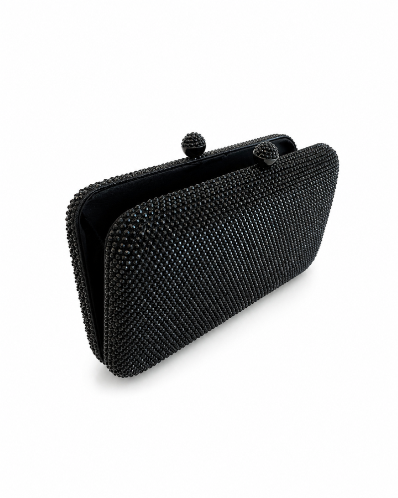 BOLSA CLUTCH EM CRISTAIS PRETA