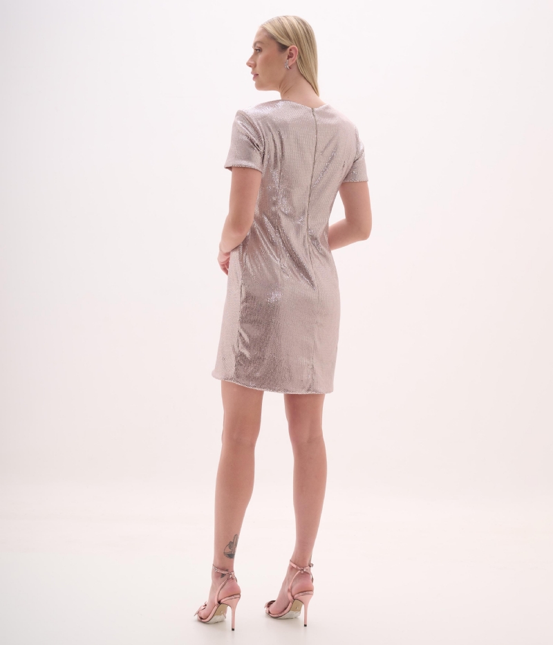 VESTIDO CURTO EM PAETÊ COM ESTAMPA EXCLUSIVA FLORAL