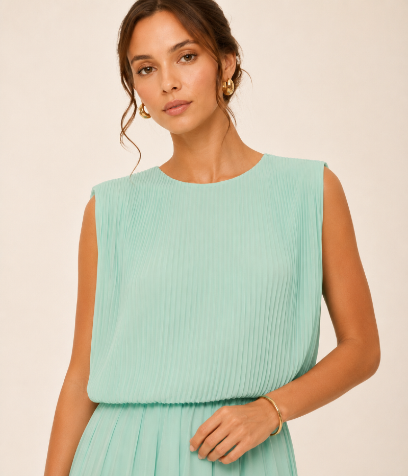 BLUSA PLISSADA EM CREPE FLUIDO