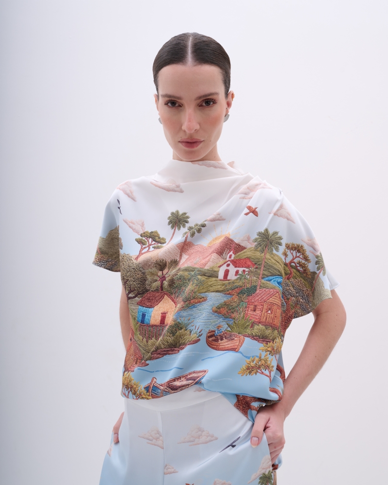 BLUSA CAROL COM ESTAMPA RIBEIRINHA EXCLUSIVA