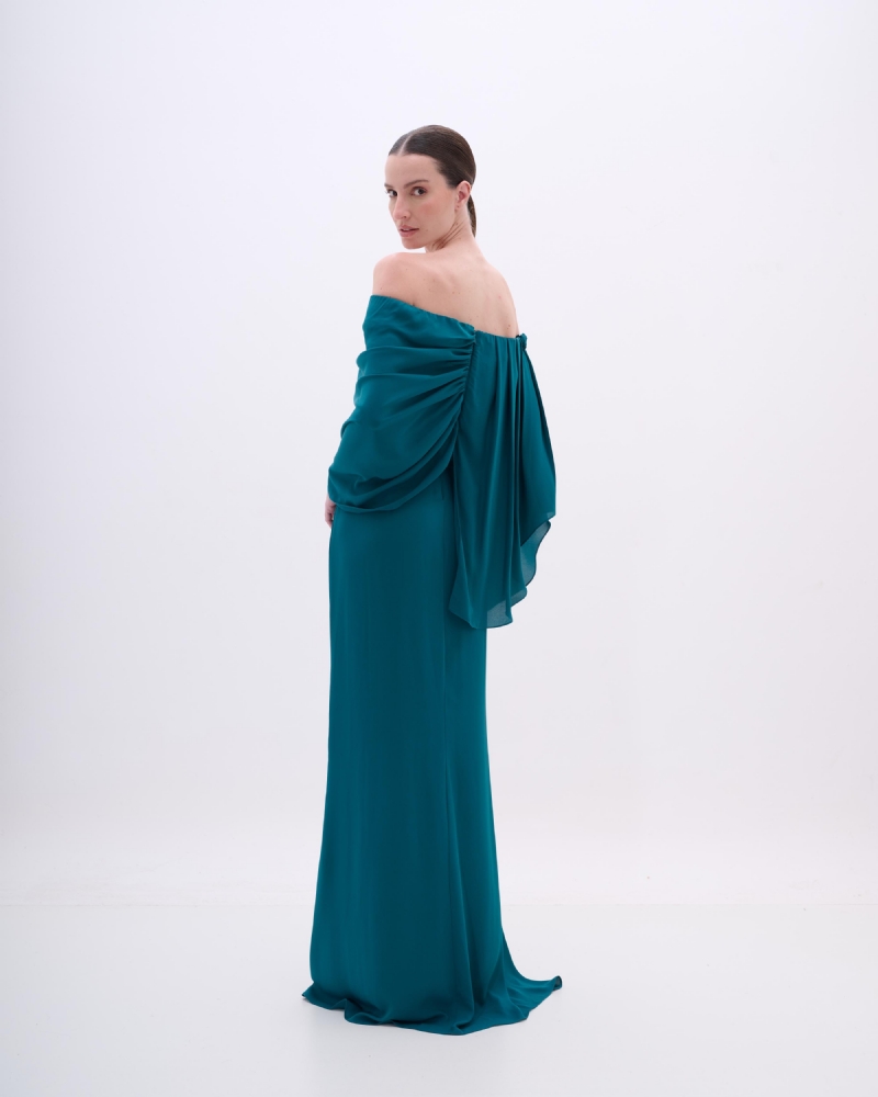 VESTIDO LONGO COM APLICAÇÃO DE TULIPAS - PRÉ VENDA