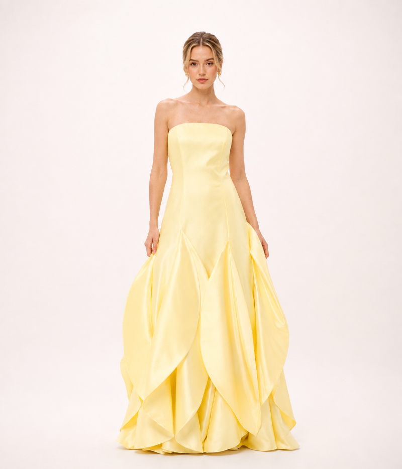 VESTIDO LONGO TOMARA QUE CAIA COM SAIA ESCULTURAL - PRÉ VENDA