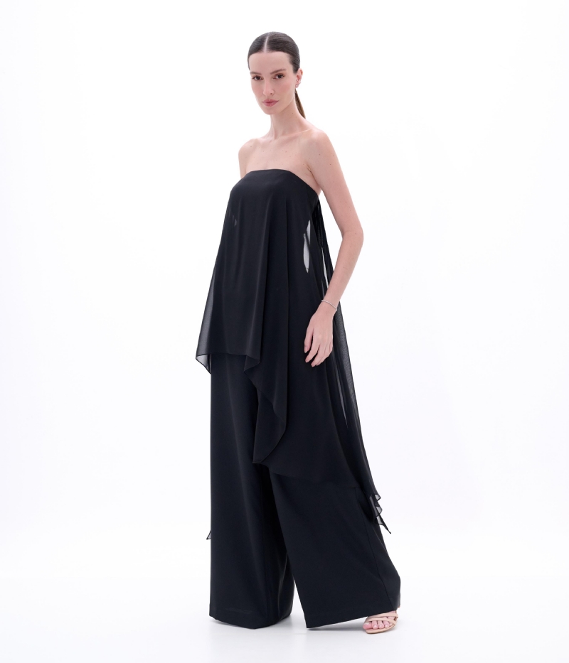 BLUSA TOMARA QUE CAIA COM SOBREPOSIÇÃO EM CHIFFON