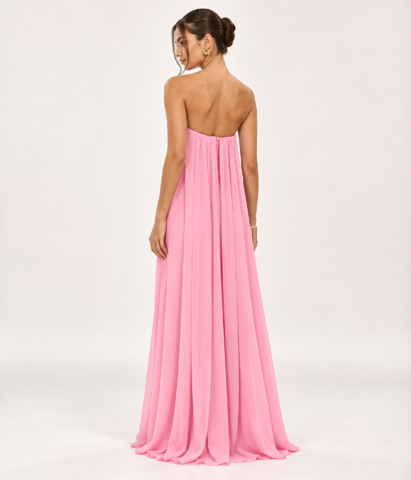 VESTIDO LONGO COM DRAPEADO NO BUSTO
