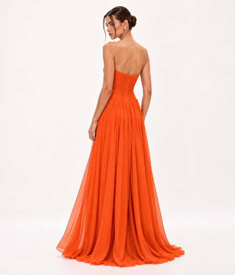 VESTIDO LONGO TOMARA QUE CAIA COM BUSTO DRAPEADO