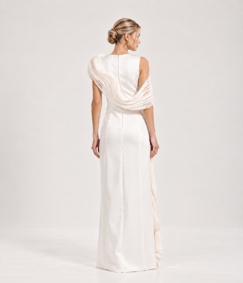 VESTIDO LONGO COM DRAPEADO ESTRUTURADO